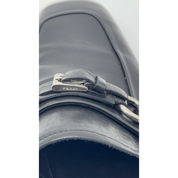 Prada Black Leather Buckle Loafers Men's US 7 Made in Italy New In Box - Picture 10 of 13